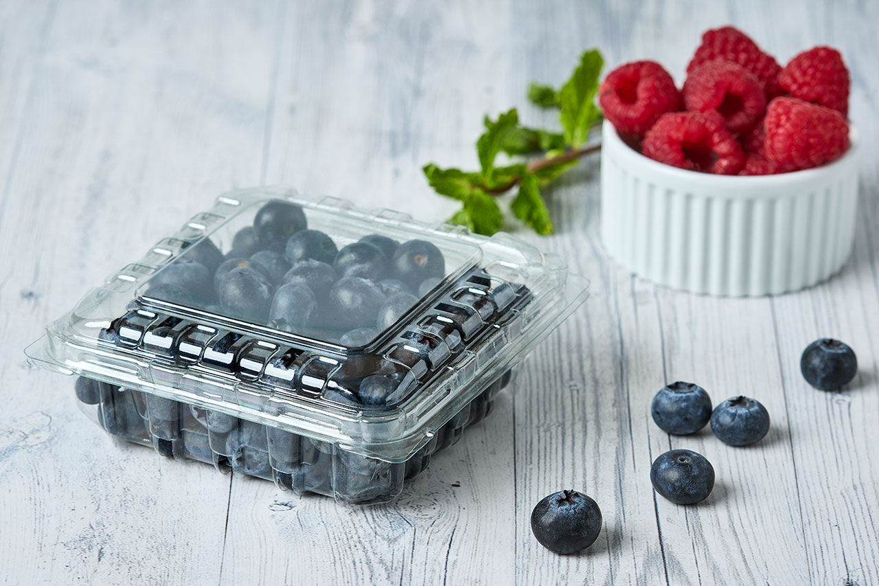 Empaque para frutas y hortalizas con sistema de ventilación, ideal para conservar, proteger y exhibir los alimentos frescos por más tiempo.