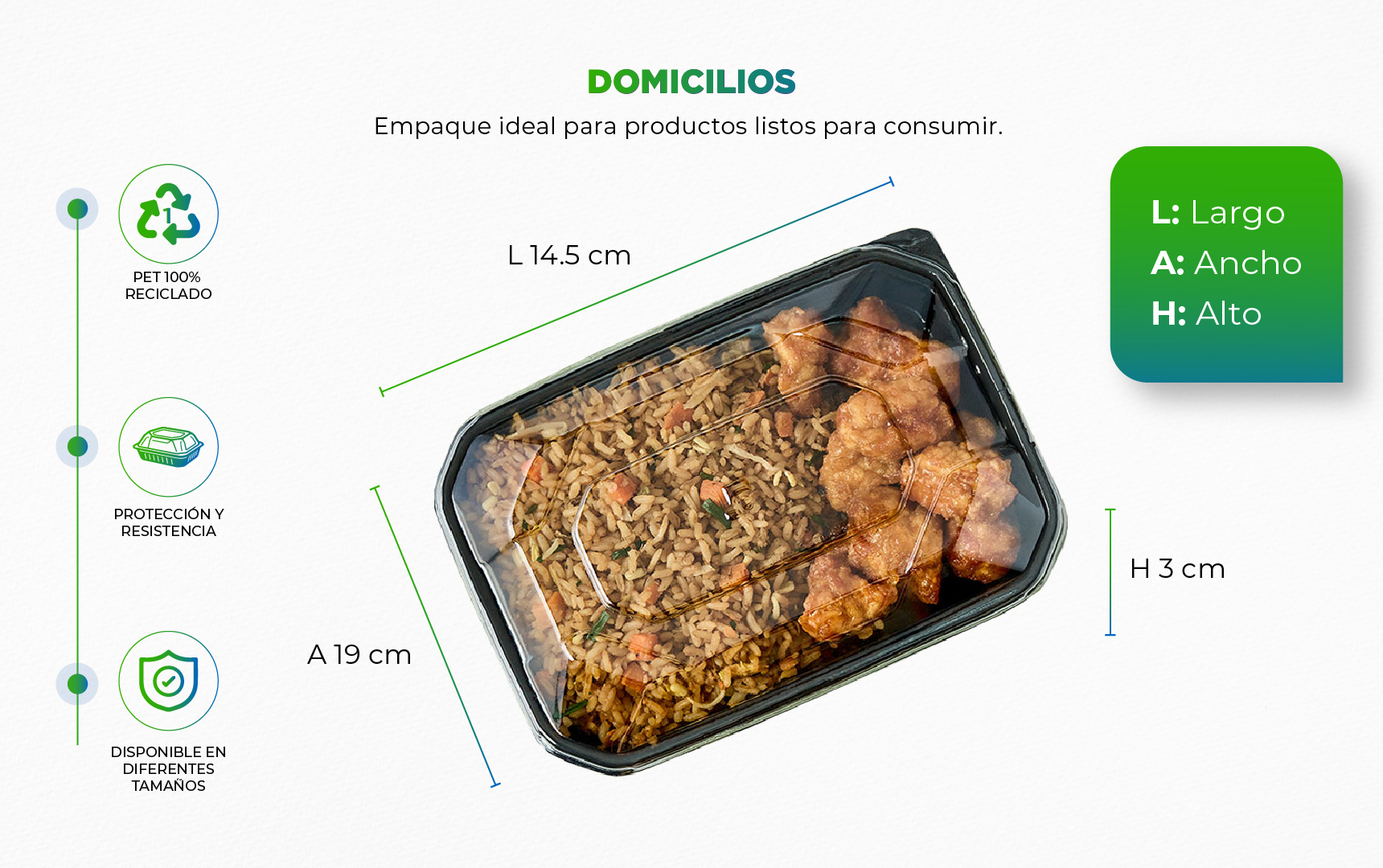 Empaque plástico con comida dentro