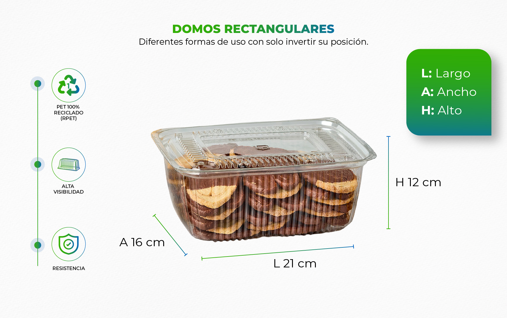 Recipiente plástico sostenible con galletas dentro