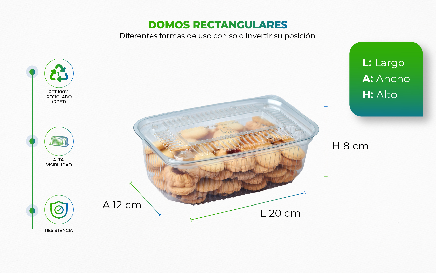 Recipiente plástico sostenible con galletas dentro