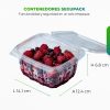 Recipiente plástico con fresas dentro