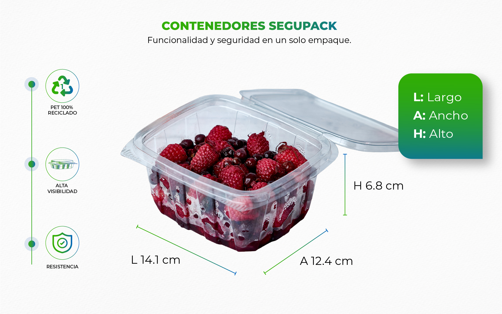 cota-segupack-16oz-tb Recipiente plástico con fresas dentro