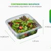 Recipiente plástico con ensalada encima