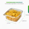 Recipiente plástico con plátanos fritos dentro