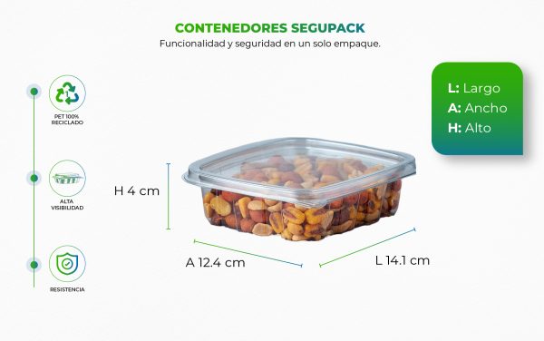 Recipiente plástico sostenible con maní dentro