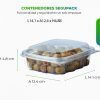 Recipiente plástico sostenible con aceitunas dentro