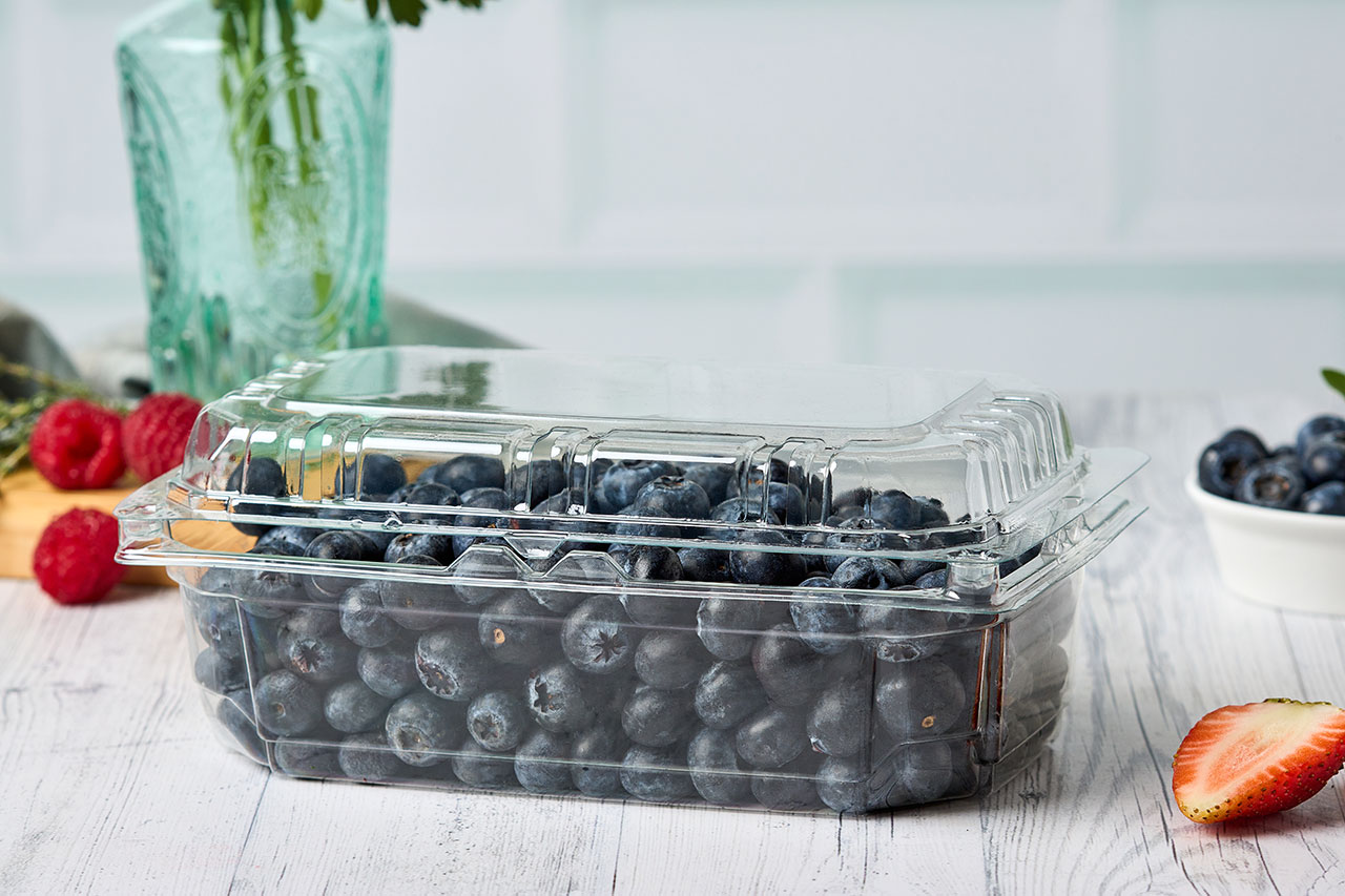 Empaque para frutas y hortalizas con sistema de ventilación, ideal para conservar, proteger y exhibir los alimentos frescos por más tiempo.