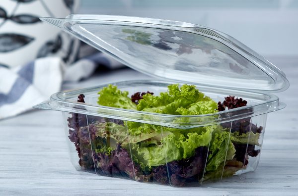 Recipiente plástico con ensalada dentro